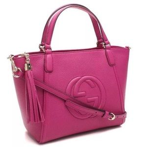 Gucci Soho Women’s Gg Purse Tote Magenta Leather
